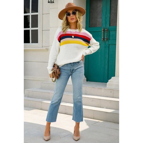 NWT Multi Color Stripe Pullover - Picture 3 of 7